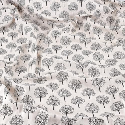 NBEADS 3m Leinenstoff Mit Blumenmuster, 1.5m Breite Vintage Baum Gemusterter Polsterstoff Baumwoll Leinen Stoff Zum Nähen Kleidung Quilten DIY Kunsthandwerk
