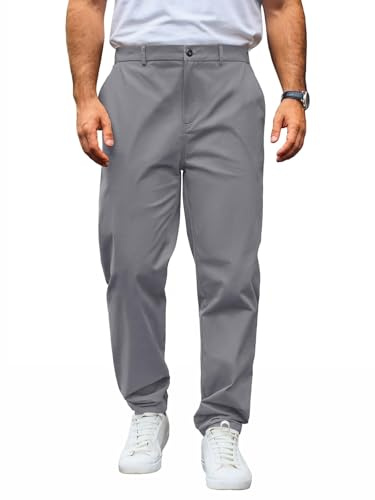 Runcati Pantalon chino pour homme - Coupe droite - Stretch - Couleur unie - En coton - Long - Léger - Avec taille élastique