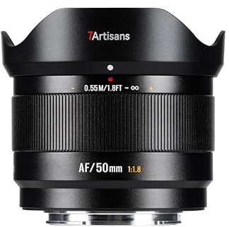 7artisans AF 50mm F1,8 APS-C FX-Objektiv, 180g, große Blende, Autofokusobjektiv mit Gesichts-/Augenerkennung, kompatibel mit Fujifilm X-Mount X-H/T/T30/S/E/A-Serie, Fujifilm X-E2, Fujifilm X-T2
