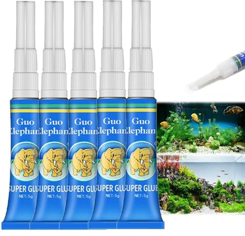 5-Pack Aquarium Glue, Clear Silicone Sealant for Fish Tank Plants & Decor