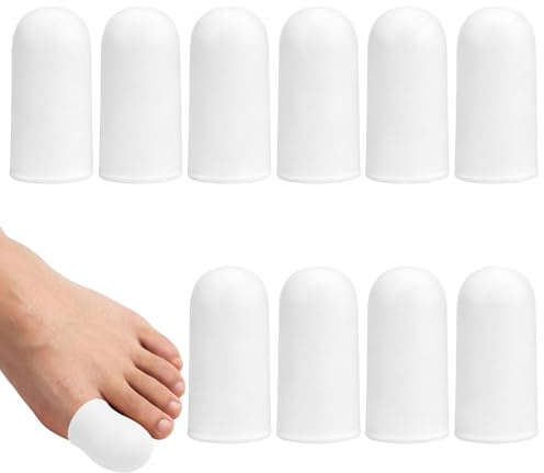 OQKAHIV 10 Pezzi Toe Cap Protector, Copripunta in silicone, Protezione Alluce, Copri Piedi Traspiranti, Copri Alluce, Proteggi Alluce, Copri Alluce Calli, Adatto per pollice (bocca chiusa-Bianchi)