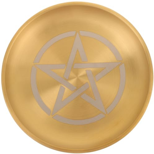 Balacoo Plateau Décoratif Doré Rond Multifonction pour Bougies Autel Porte-Bijoux et Rituel Spirituel Plateau de Rangement Compact pour Cérémonie et Décoration