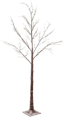 Celebright 6ft Snowy Effect Brown Christmas Twig Tree Pre Lit With 96 Warm White LED