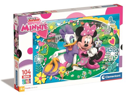 Clementoni - 23708 - Disney SuperColor - Disney Junior - Minnie - 104 Pièces - Puzzle - Jeu de Création et Logique pour Enfants à partir de 4 Ans et plus