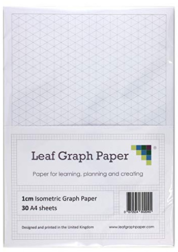 Leaf Graph A4 Isometric Graph Paper, 10mm (1cm) Triangle Grid, 30-Leaf Pack, for 3D Technical Drawing and Sketching