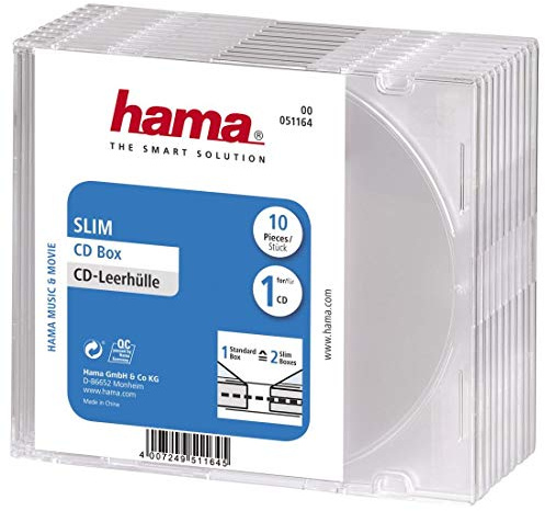 Hama Leere CD-Hüllen (Packung mit 10 transparenten CD-Boxen)