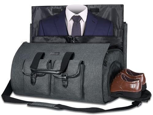 UNIQUEBELLA Convertible Garment Bag for Travel Carry on Garment Duffel Suit Bag with Shoe Compartment Weekend Flight Bag for Men