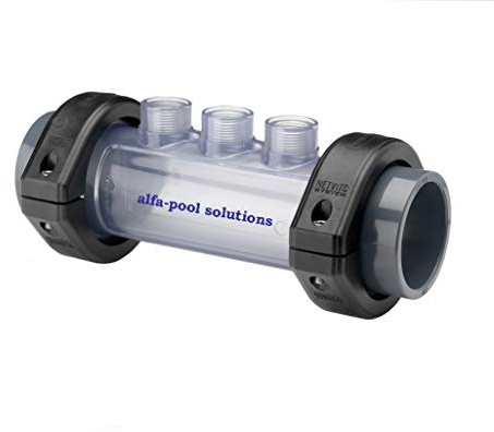 alfa-pool - Cella di misurazione in PVC, Supporto elettrodo a 3 vani, 1/2 IG D63 mm