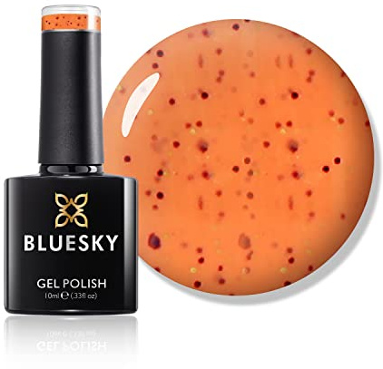Bluesky Gel Nail Polish, Mango Tango Sum1924, Glitter, Orange, Smoothie Long Lasting, Chip Resistant, 10 ml (Requires Drying Under UV LED Lamp)