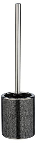 WENKO Nuria Toilet Brush Holder Silver/Anthracite, Ceramic, Charcoal, 39 x 13.8 x 13.8 cm