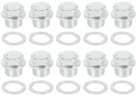 X AUTOHAUX 10 Satz M22x1.5 Ölwannenschraube mit Dichtung Metall Motor Ölwanne Ablassschraube Silber