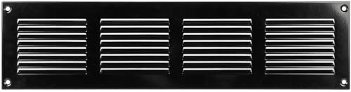 Repa Market Air Vent Cover 16x4 Inch (Outer Dimensions) Black Galvanized Steel Louvered Grill Cover with Mesh Screen - Wall or Ceiling Vent/HVAC Register - Indoor, Outdoor Ventilation Soffit Vent