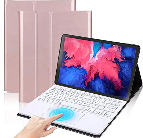 QYiiD Funda con Teclado para Lenovo Tab M10 HD (2nd Gen) TB-X306 2020 10.1, Funda de Cuero Ultra Delgada con QWERTY Teclado Inalámbrico Desmontable para 10.1 Lenovo Tab M10 HD (2nd Gen), Oro Rosa