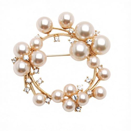 Fashion high-end alloy pearl brooch with rhinestone flower round brooch female jewelry