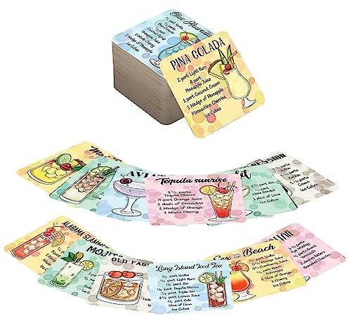 Cocktail Accessories for Drinks Home Bar - Recipe Cards Beer Mats - Cocktails Gift Set of 96 Cardboard Drink Mat Coasters 9.5cm Square
