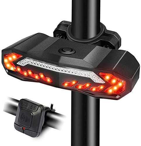 Coikes Bike Tail light with Turn Signals Ultra Bright Bike Rear Light Rechargeable with Remote Control Automatic Safety Warning Bike Brake Lights with Electric Bell Function