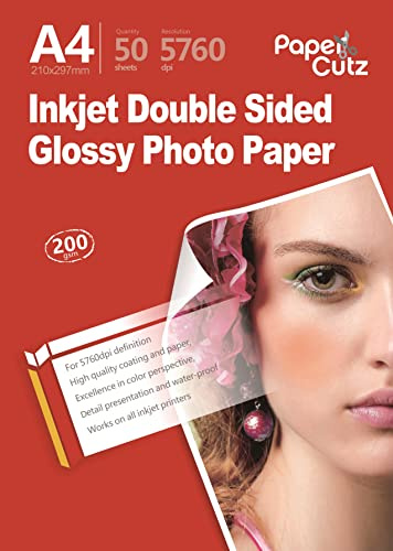 Papercutz Inkjet Printer Photo Paper, Double Side Gloss, Versatile Printer Papers, Printing Paper, Universal Inkjet Printer Friendly, Photo Printer Papers (A4-200 GSM, 100 Sheets)