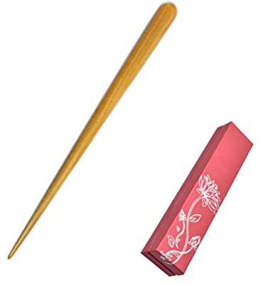 Handmade Green Sandalwood Wood Stick Chinese Hair Pin Wooden Ebony Hairpin Chopsticks for Women Lady Girls Long Hair Accessories with Gift Box Style 03