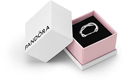PANDORA Timeless Twisted Lines Cubic Zirconia Ring, Size 58, Gift Box