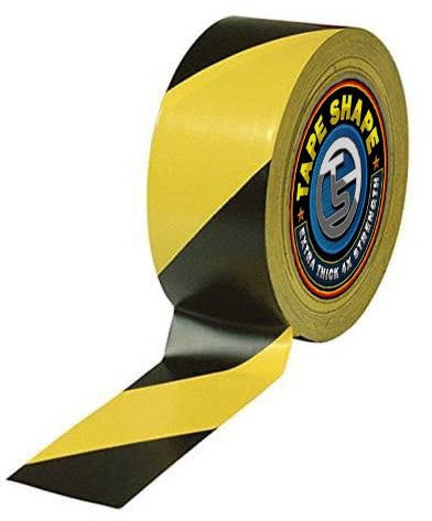 VL Hazard Tape Black and Yellow 50mm x 33m, Strong Adhesive Safety Tape Self Adhesive Barrier Tape Floor Marking Tape Excellent for Hazard Caution Warning Social Distancing (Pack of 1, 50mm x 33m)