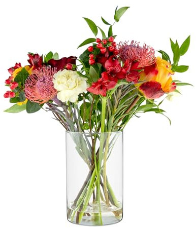 TREND FOR HOME Blumenvase H:21,5 cm Glasvase, große Zylindervase, Tulpenvase große Dekovase hoher Glaszylinder mit Fuß Vase | Ø 13,5 cm | Fleur