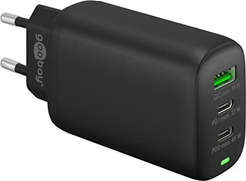 Goobay 61760 Multiport USB-C Ladegerät 65W / Schnellladegerät PD Universal/USB Netzteil Adapter/Ladestecker Fast Charger/Samsung S22, iPhone 14 / Schwarz