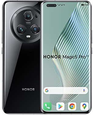 Honor Magic5 Pro 5G, Smartphone de 12+512GB, Snapdragon 8 Gen 2, Pantalla HDR Quad-Curved de 6,81 y 120 Hz, Cámara Triple con IA de 50 MP, Enorme batería de 5100 mAh, Dual SIM, Android 13, Negro