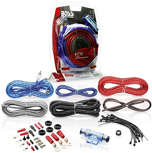 GK SOUND 1 kit AUDIO SYSTEMS KIT10 rca 4 awg câbles d'alimentation pour connexion amplificateur stéréo et haut-parleurs avec fusible agu et porte-fusible, 1 kit