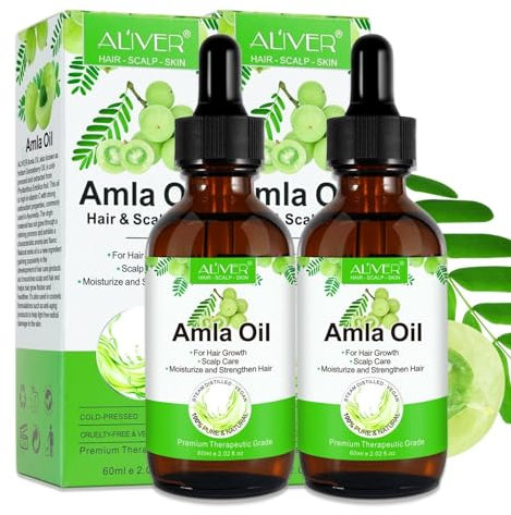 P-Beauty Amla Öl | Haaröl für intensives Haarwachstum | gegen Schuppen & Haarausfall | Kaltgepresst, Bio & Vegan |Vitamin C | Aminosäure | 2x60ml