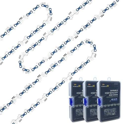 3Pcs Catena per Motosega 16 Pollici (40cm), 57 Maglie, Passo 3/8, Spessore 0.050 (1,3 mm), Catena di Ricambio per Motosega, Catena per Motosega Basso Rimbalzo per Cesoie da Potatura