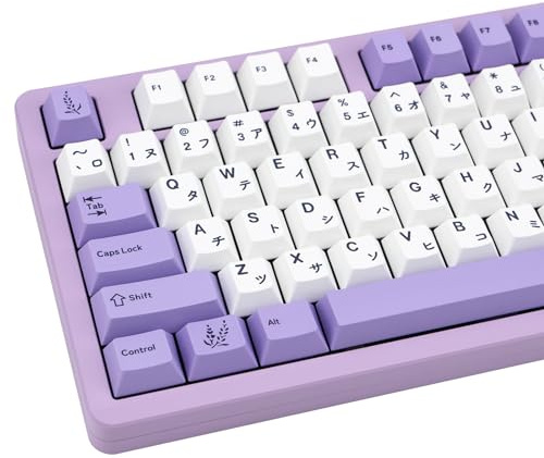 GEKUCAP PBT Japanese Keycaps 116 Keys, White/Purple Custom Keyboard Keycap Set Cherry Profile Dye Sublimation Keycaps for Cherry Gateron MX Switches Mechanical Keyboard