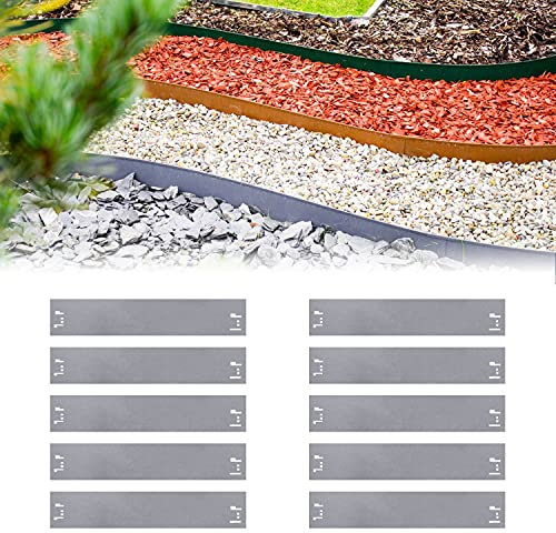 Set di 20 Bordure per Aiuole in metallo alti 13,5 cm, lunghi 24 m | Bordura giardino | Bordatura per prato | Bordo in metallo flessibile | Bordatura da giardino