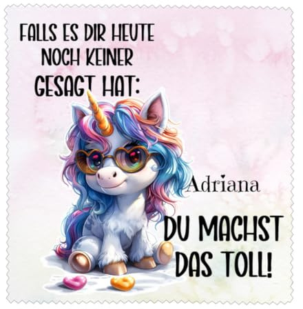 Brillenputztuch Microfaser Einhorn Du machst das toll - personalisierbar