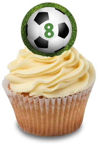 Cakeshop Cupcake Personalised Edible Cake Toppers Football Theme | Personalise With Your Custom Name & Age | For Birthdays & Celebrations | Icing & Wafer Paper Options
