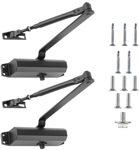 Oungy 2 Stück Automatischer Türschließer 45-60 kg, Einstellbarer Türschliesser für Zimmertüren, Türschließer Innentür Türgewicht, Türschließer HaustüR für Gewerbliche und Private Zuhauseschwarz