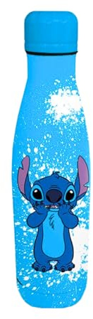 Disney Stitch Botella Reutilizable, Diseño Stitch y Angel Acero Inoxidable Botella de Agua para Niñas, Botella de Viaje, Capacidad 500 ml | Azul