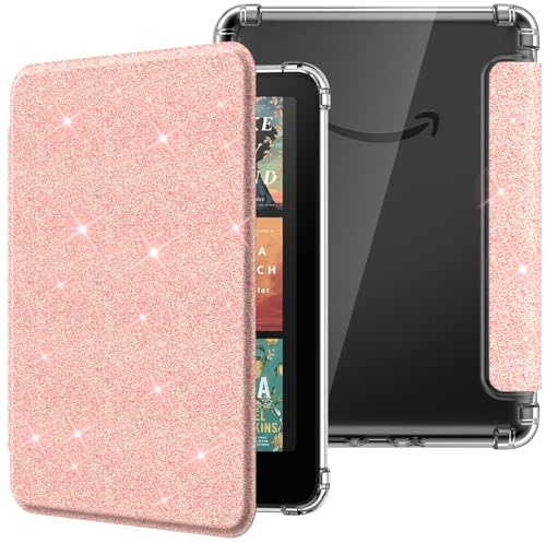 Moko Coque pour 7 Kindle Paperwhite 12e Gén & Colorsoft 2024,Rose Brillant | Étui de Protection Ultra Clair en TPU Souple et Transparent avec Auto Réveil/Sommeil