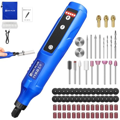 Strumento Multifunzione, 3,7 V Utensile rotante con Luce LED, 5 Velocità Regolabile(3000/6000/9000/12000/18000 RPM), Elettrico Rotativo Multifunzione Smerigliatrice per incisione, taglio, foratura