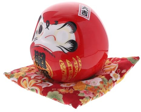 Garneck Puppe Rot - Japanische Glücksfigur Aus Keramik - Wackelfigur Für Schreibtisch Auto Oder Tischdekoration Kleines Zen Ornament Für Zuhause Und Büro Glücksbringer Für Jeden