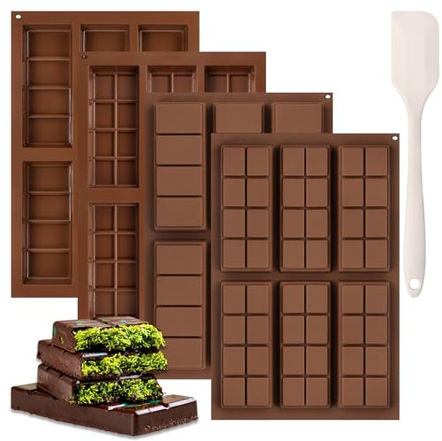 BELICOO 4 Stück Schokoladenform Silikon, Schokoladenform, Schokolade Form Silikon, Extra Tief Schokolade Form für Schokolade Süßigkeiten Pudding Schimmel