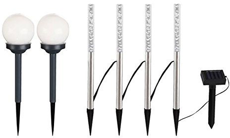 GLOBO 6er Set LED Solar Lampen Kugel Design Außen Garten Weg Stab Beleuchtung Steck Lampen Erd Spieß