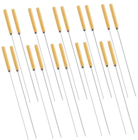 BESPORTBLE Brochettes De Barbecue Acier Inoxydable Fourchettes à Viande Avec Manche Brochettes Plates Pour Griller Longues Pour Kebab Et Légères Pour Artisanat