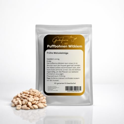 GardenTaurus Puffbohnensamen 300g (Grosse Bohnen) Frühe Weißkeimige Witkiem (300g), Bohnen Saatgut, Bohnensamen