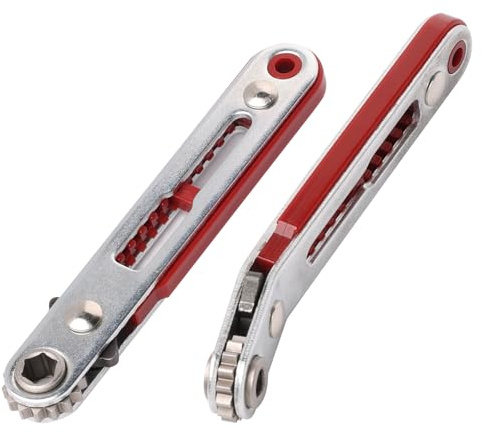 FyMosem 2Pcs Mini Ratchet Screwdriver Wrench Set Flat & Elbow Head | 1/4 Hex Bit Holder Ratcheting Handle Offset Reversible Screwdriver Wrenches for Tight Spaces, DIY Repair & Maintenance Use