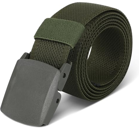 AiQInu Elastischer Arbeitsgürtel Herren, Verstellbarer Nylon Outdoor Gürtel Herren, Metallschnalle Gürtel Ohne Löcher, Schneller Pass durch die Flughafensicherheit