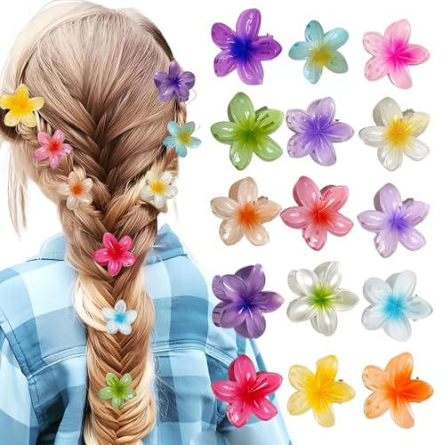 15 Stück Blumen Haarspangen Set, Kleine Flower Hair Clips für Damen & Mädchen - Rutschfeste Blumen Haarklammern für Dickes/Dünnes Haar, 4 cm Blüten (15pcs)