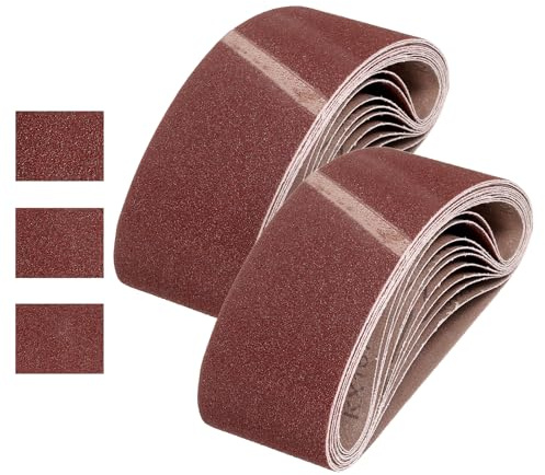 QUARKZMAN 30Pz Nastri Abrasivi 76mm x 533mm 80/100/120 Grana Carta Vetrata | per Lavorazione Legno, Affilatura Coltelli, Ossido di Allumina, Lucidatura Metalli, per Levigatrice