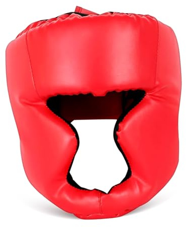 VICASKY Casque de Boxe de Combat Taille L Rouge pour Adulte | Pu et Écume, Trou pour Oreille, Fermeture Auto-agrippante, Ventilation et Absorption des Chocs
