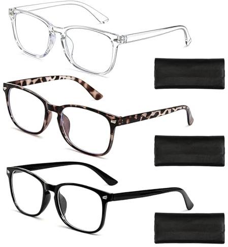 KUHAWL 3 Stück Blaulichtbrille, Blaulichtfilter Brille Blaulichtbrille Ohne Sehstärke Computerbrille Gaming Schutzbrille, Superleichte Anti Müdigkeit Computerbrille Blaulicht Brille für Frauen Männer