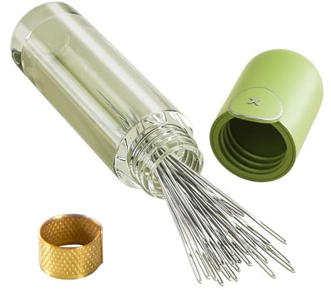 Set di 30 aghi da cucito con cruna grande, 3 misure, aghi da ricamo e in acciaio inox, per rammendo, per filati di lana, lavorazione a maglia, pelle, artigianato fai da te, con custodia portatile in